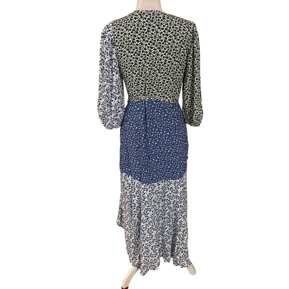 NEW Ann Taylor Floral Print Midi Wrap Dress Blue Boho Indie Cottage Cottagecore - Picture 2 of 4